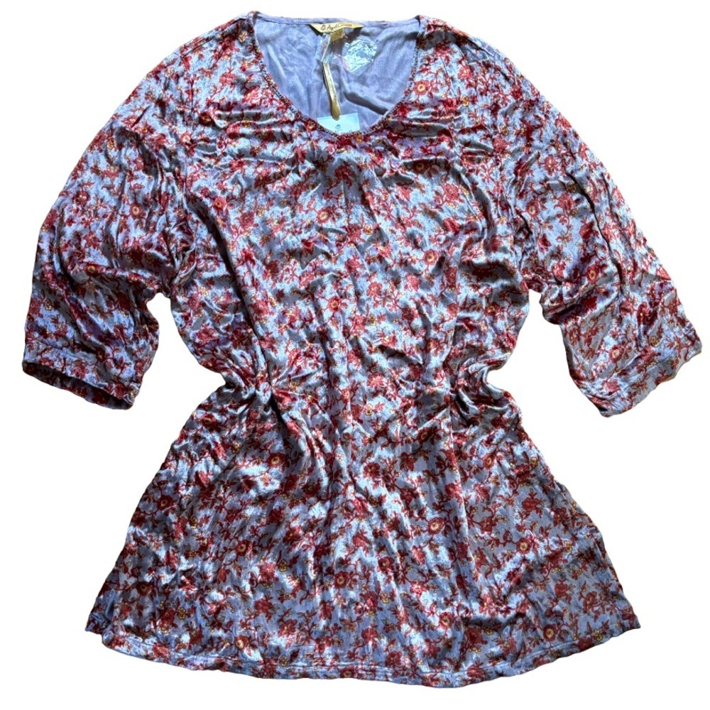 April Cornell Velvet Floral Tunic Women’s Sz XL Bohemian Amethyst